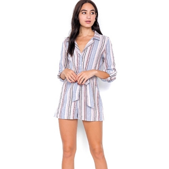 Mustard Seed ~ V-Neck Stripe Short Romper - Picture 4 of 7